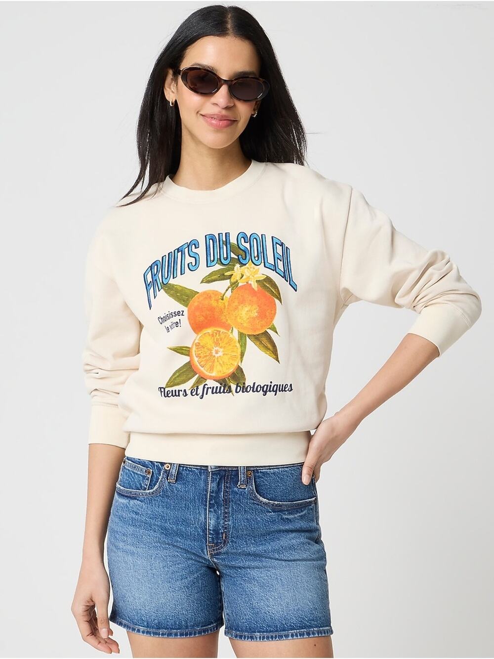 J. Crew "Fruits du Soleil" graphic sweatshirt